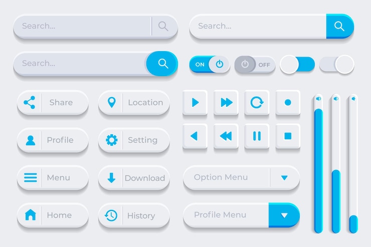 Vettore gratuito collezione di elementi flat ui/ux