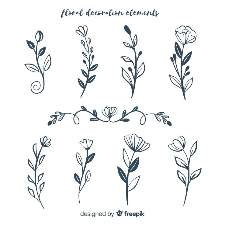 Vettore gratuito collezione di elementi floreali decorativi