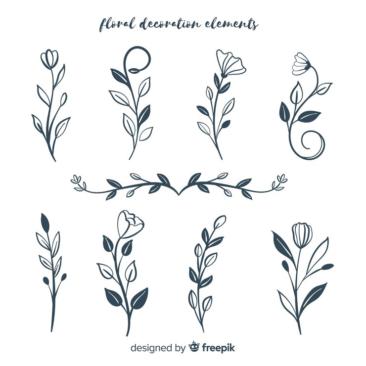 Vettore gratuito collezione di elementi floreali decorativi