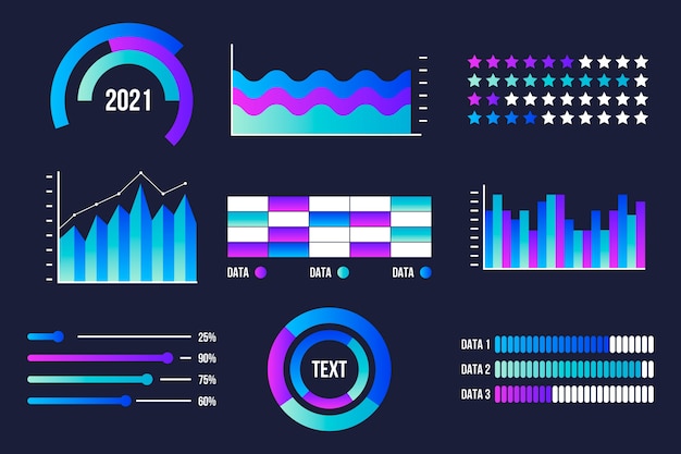 Collezione di elementi infografica cruscotto