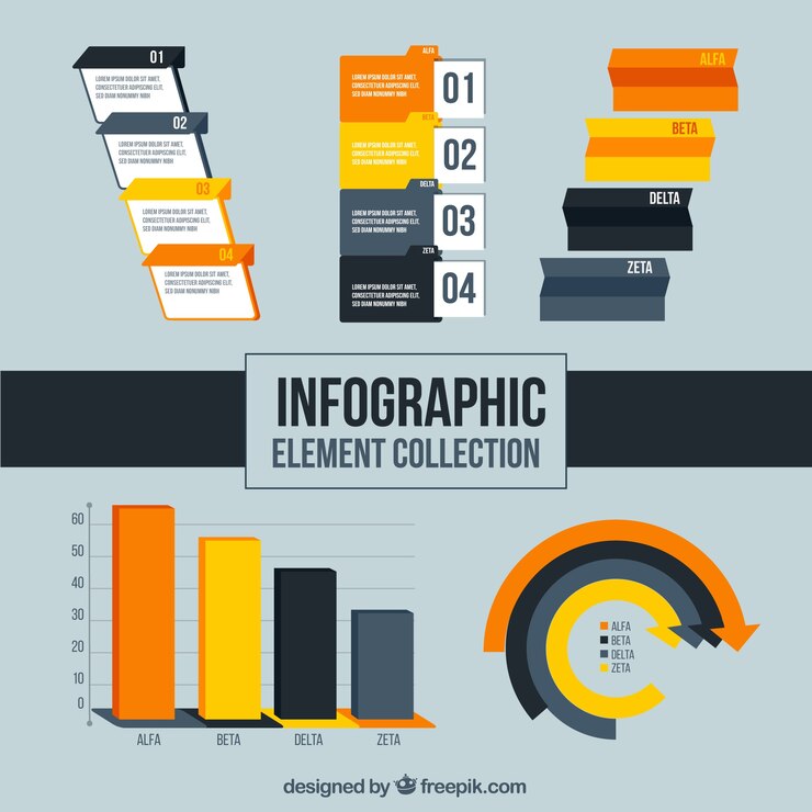 Vettore gratuito collezione di elementi infografici colorati in stile piatto