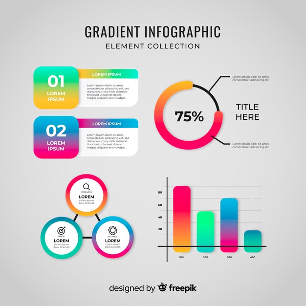 Collezione di elementi infografici gradienti