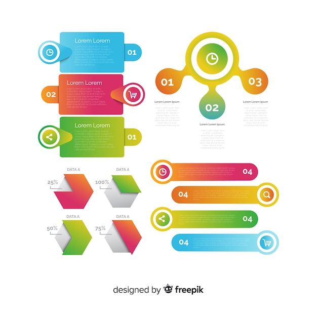 Collezione di elementi infographic gradiente