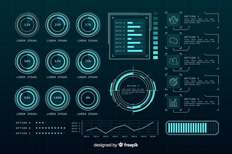 Vettore gratuito collezione di elementi infographic olografico futuristico