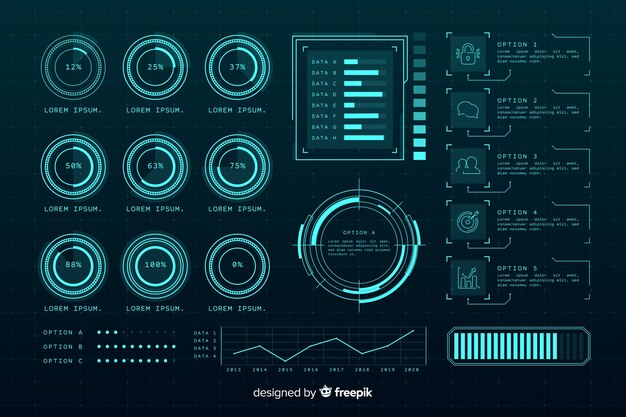 Collezione di elementi infographic olografico futuristico