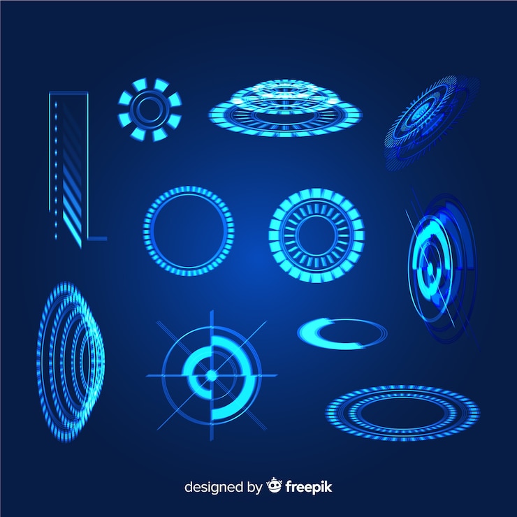 Vettore gratuito collezione di elementi infographic ologramma futuristico