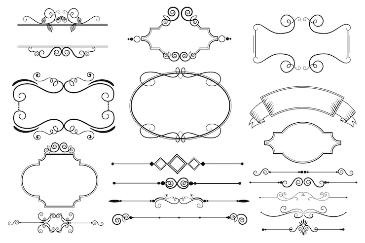 Vettore gratuito collezione di elementi ornamentali calligrafici