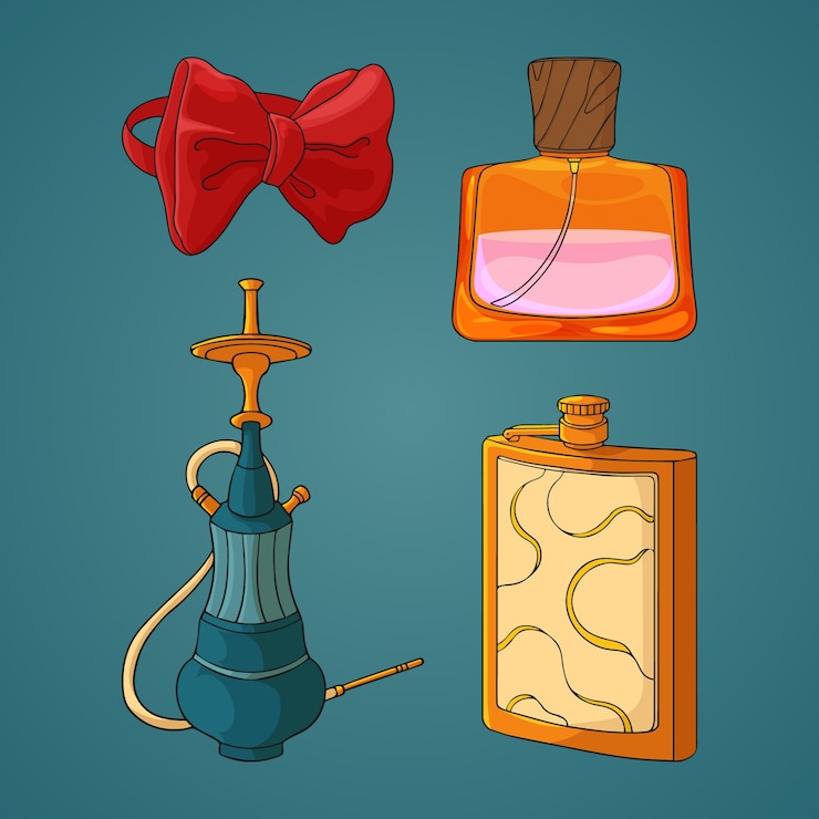 Vettore gratuito collezione di elementi per gentiluomini disegnati a mano