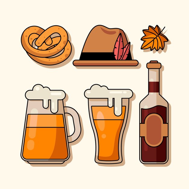 Collezione di elementi piatti per il festival dell'oktoberfest