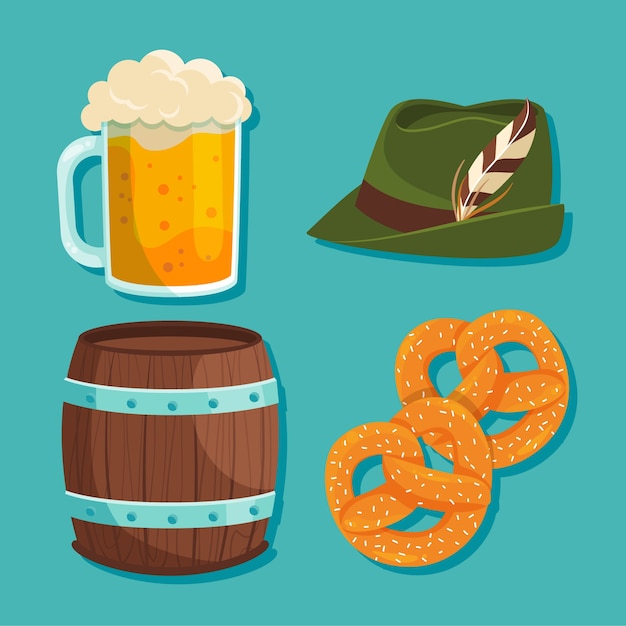 Collezione di elementi piatti per la celebrazione dell'oktoberfest