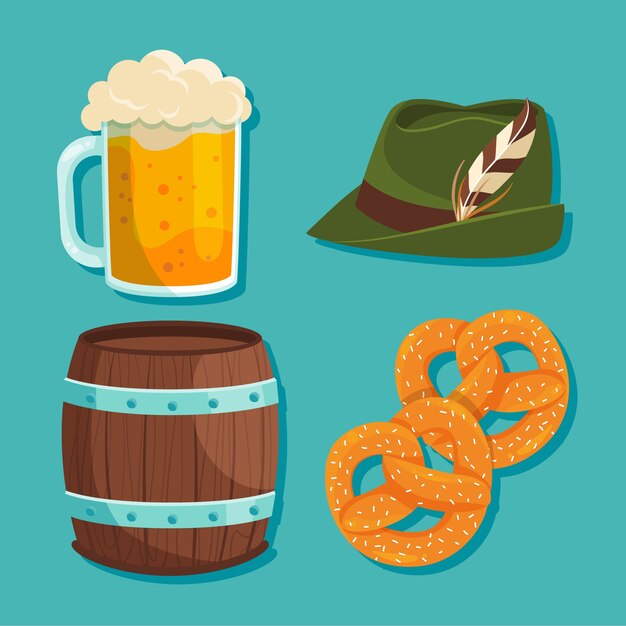 Collezione di elementi piatti per la celebrazione dell'oktoberfest