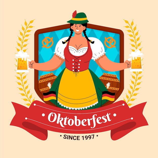 Collezione di elementi piatti per la celebrazione dell'oktoberfest