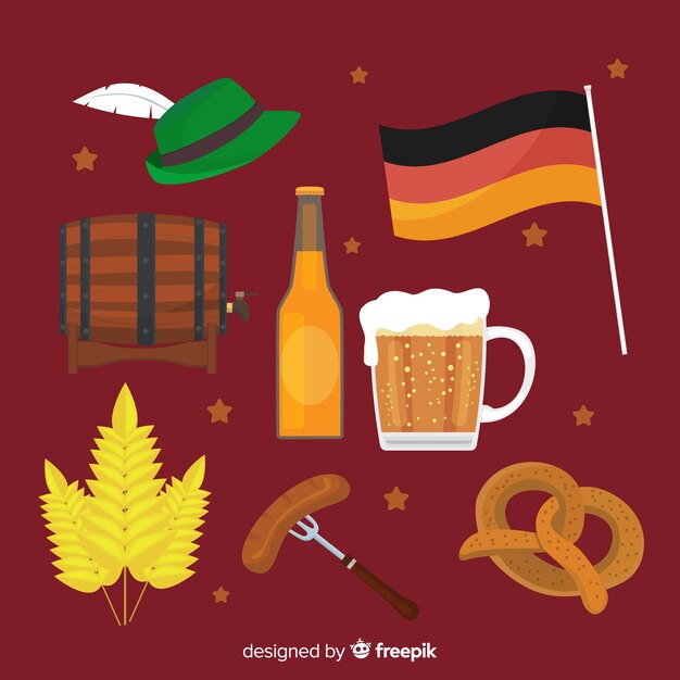 Collezione di elementi più oktoberfest design piatto