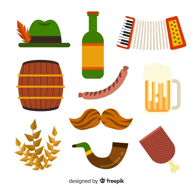 Collezione di elementi più oktoberfest design piatto