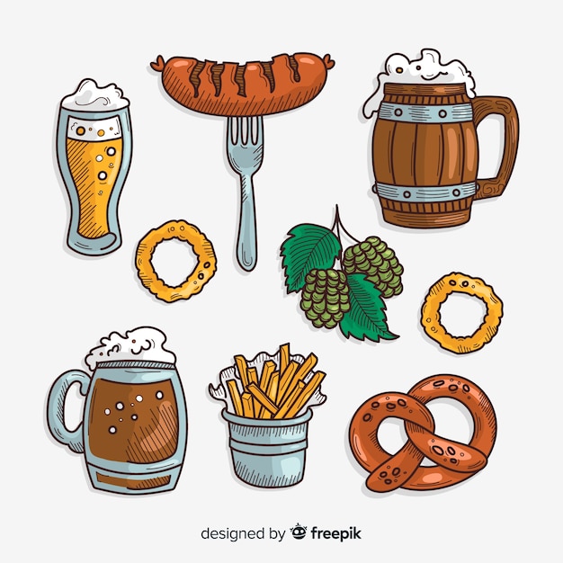 Collezione di elementi più oktoberfest disegnati a mano