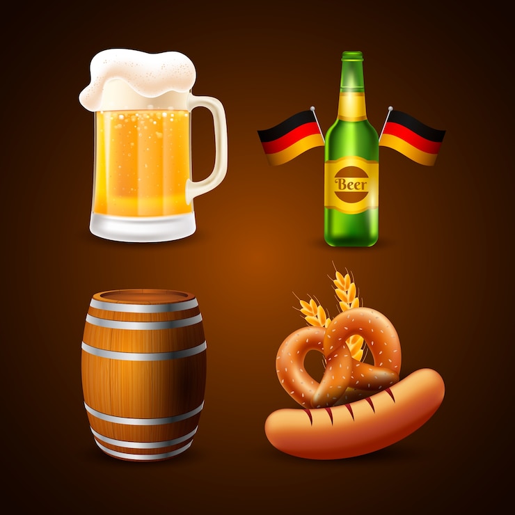 Vettore gratuito collezione di elementi realistici per la celebrazione dell'oktoberfest