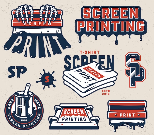 Collezione di elementi serigrafici vintage