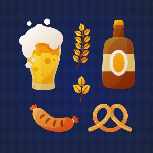 Collezione di elementi sfumati per il festival dell'oktoberfest