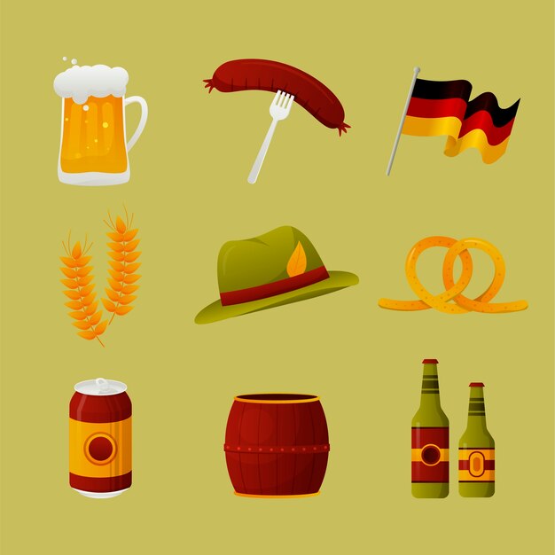 Collezione di elementi sfumati per il festival dell'oktoberfest