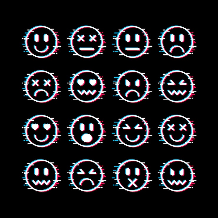 Vettore gratuito collezione di emoji glitch