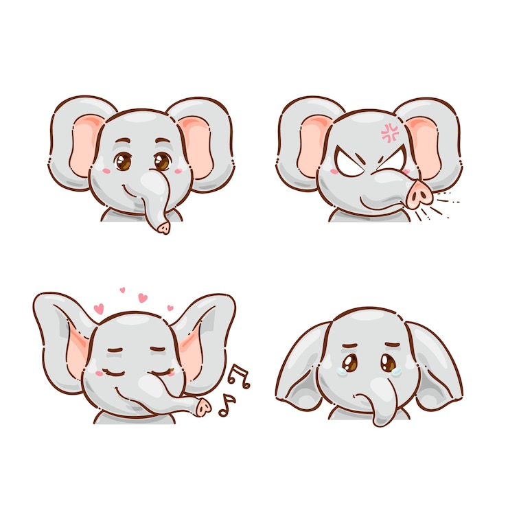 Vettore gratuito collezione di emoticon animali disegnati a mano