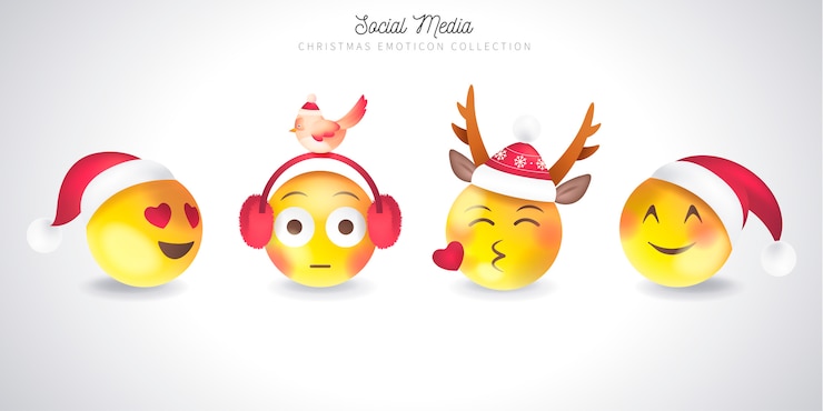 Vettore gratuito collezione di emoticon di natale carino
