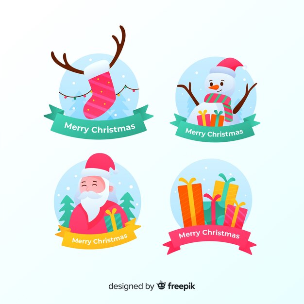 Collezione di etichette di Natale design piatto