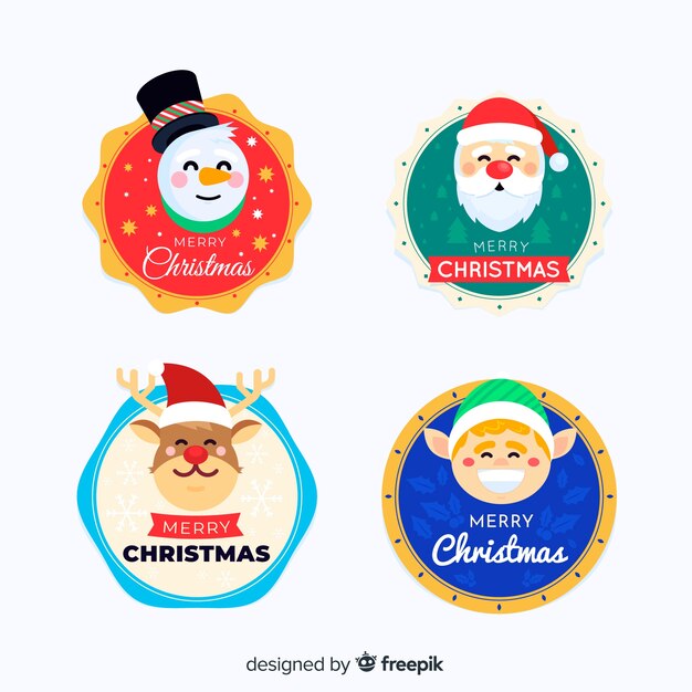 Collezione di etichette di Natale design piatto