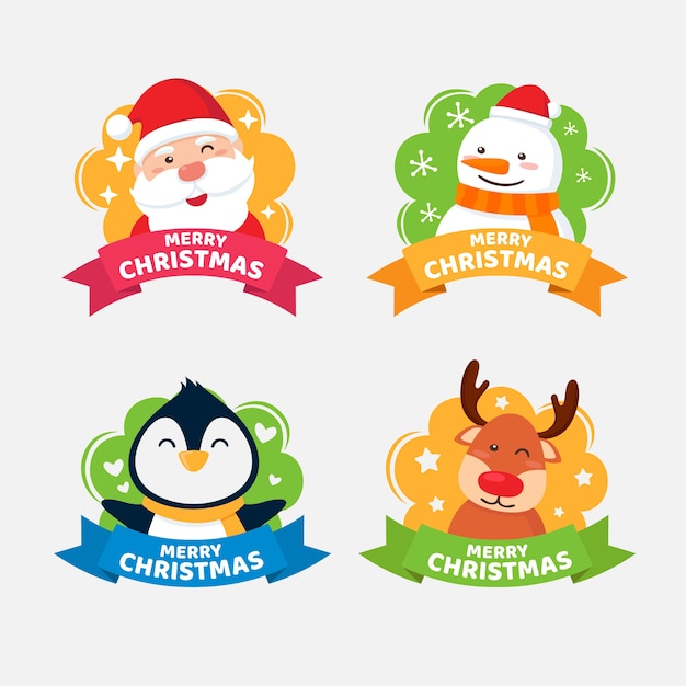 Collezione di etichette di Natale design piatto
