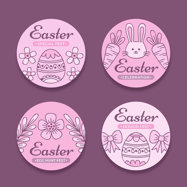 Collezione di etichette di Pasqua disegnate a mano
