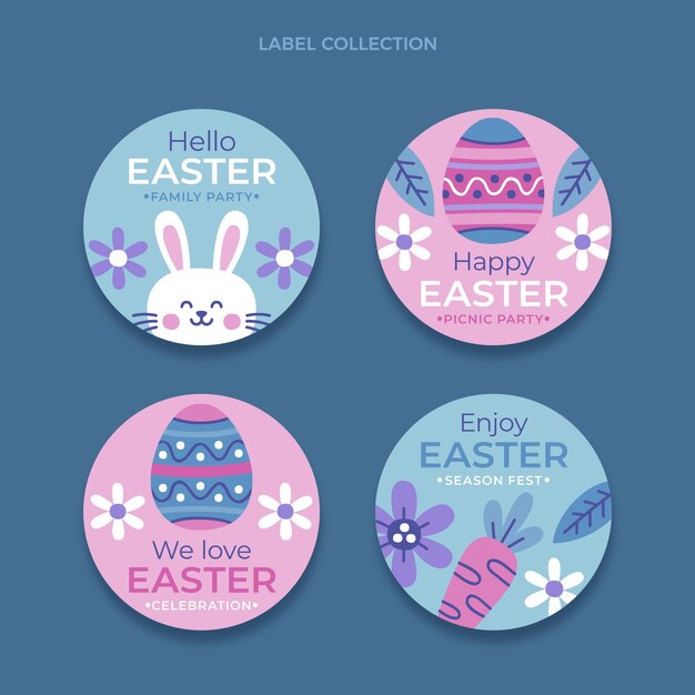 Collezione di etichette di Pasqua piatte
