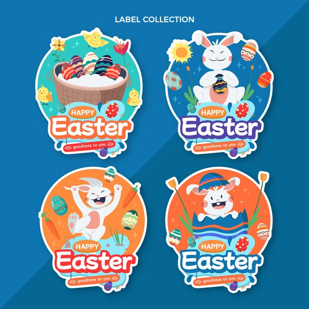 Collezione di etichette di Pasqua piatte