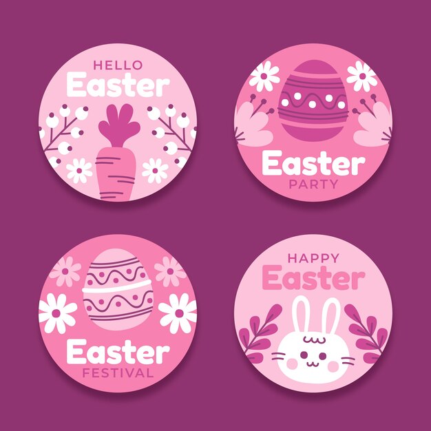 Collezione di etichette di Pasqua piatte