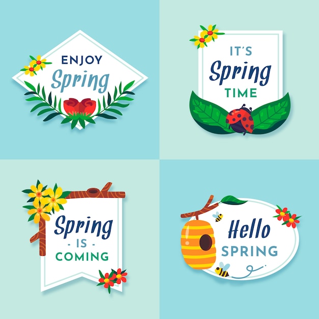 Collezione di etichette di primavera design piatto