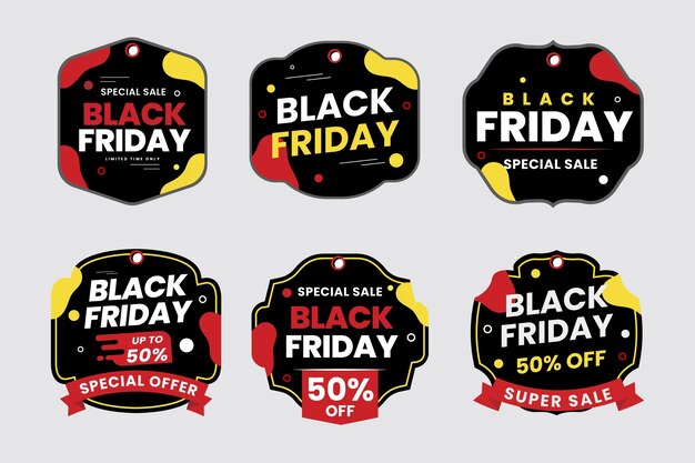 Collezione di etichette flat black friday
