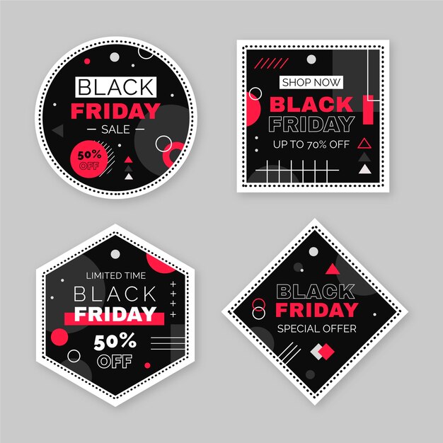 Collezione di etichette flat black friday