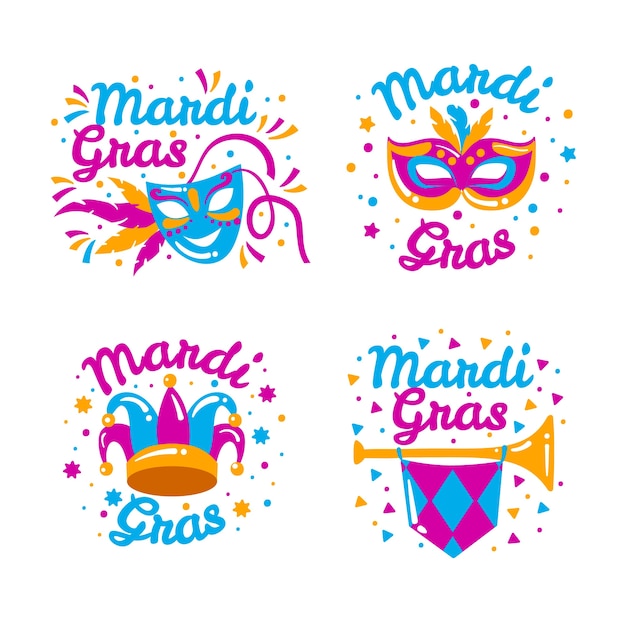 Collezione di etichette Mardi Gras