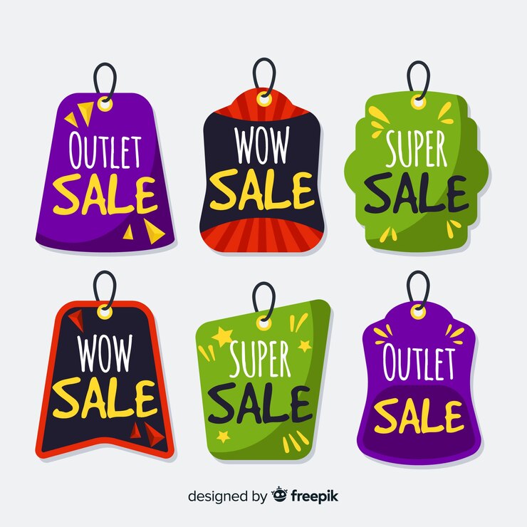 Vettore gratuito collezione di etichette outlet
