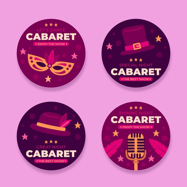 Collezione di etichette per cabaret piatte