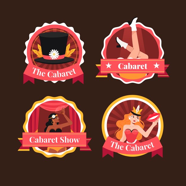 Collezione di etichette per cabaret piatte
