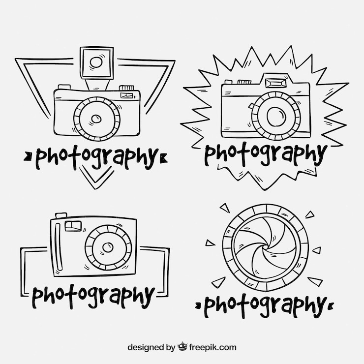 Vettore gratuito collezione di etichette per fotocamera