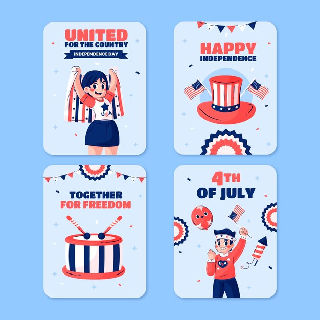 Collezione di etichette per la celebrazione del 4 luglio