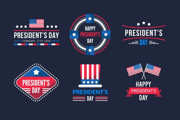 Collezione di etichette per la celebrazione del giorno del presidente