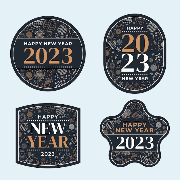 Collezione di etichette per la celebrazione del nuovo anno 2023
