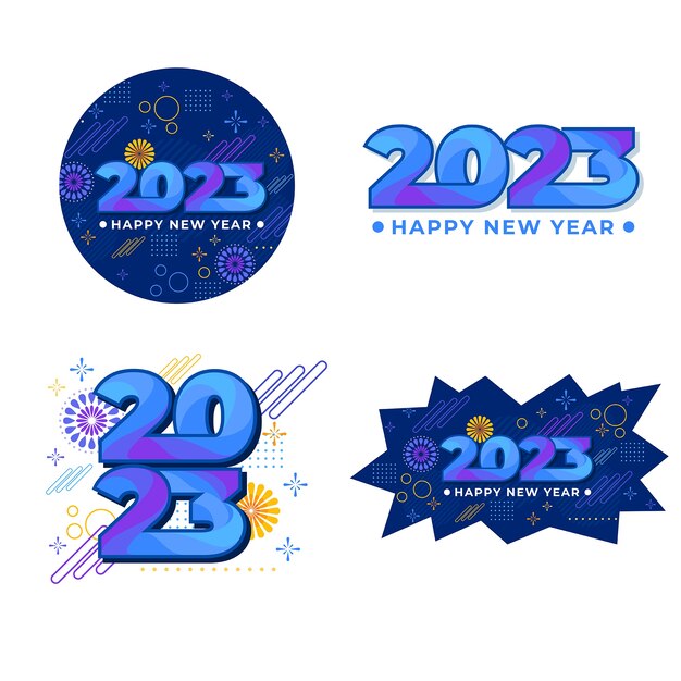 Collezione di etichette per la celebrazione del nuovo anno