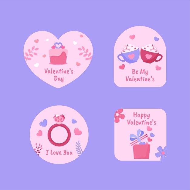 Collezione di etichette per la celebrazione di San Valentino