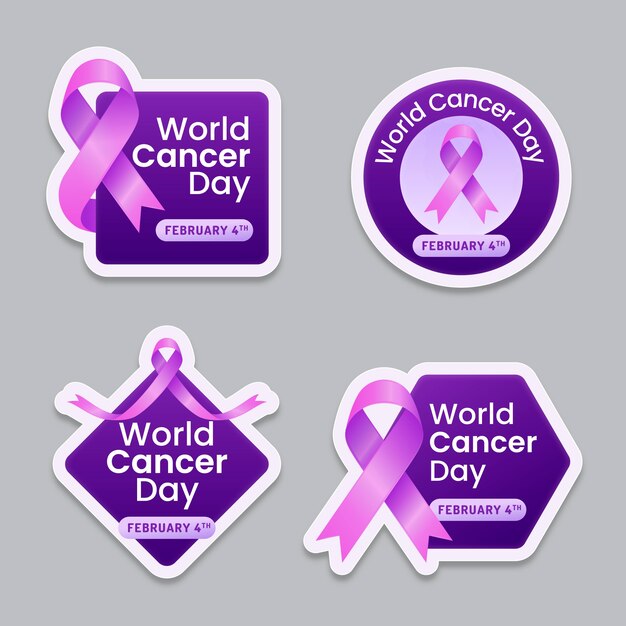 Collezione di etichette per la giornata mondiale del cancro sfumata