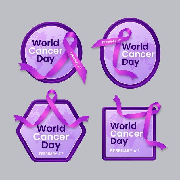 Collezione di etichette per la giornata mondiale del cancro sfumata