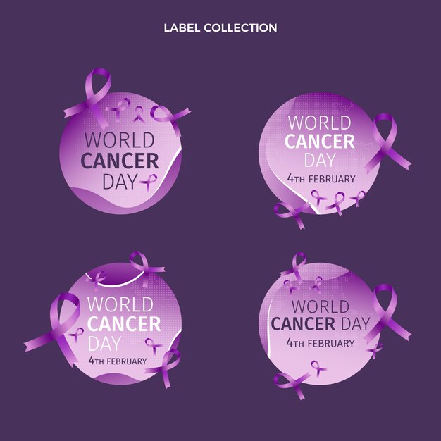 Collezione di etichette per la giornata mondiale del cancro sfumata
