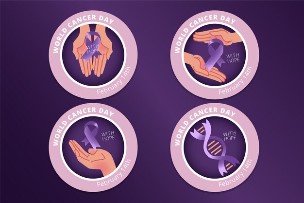 Collezione di etichette per la giornata mondiale del cancro sfumata